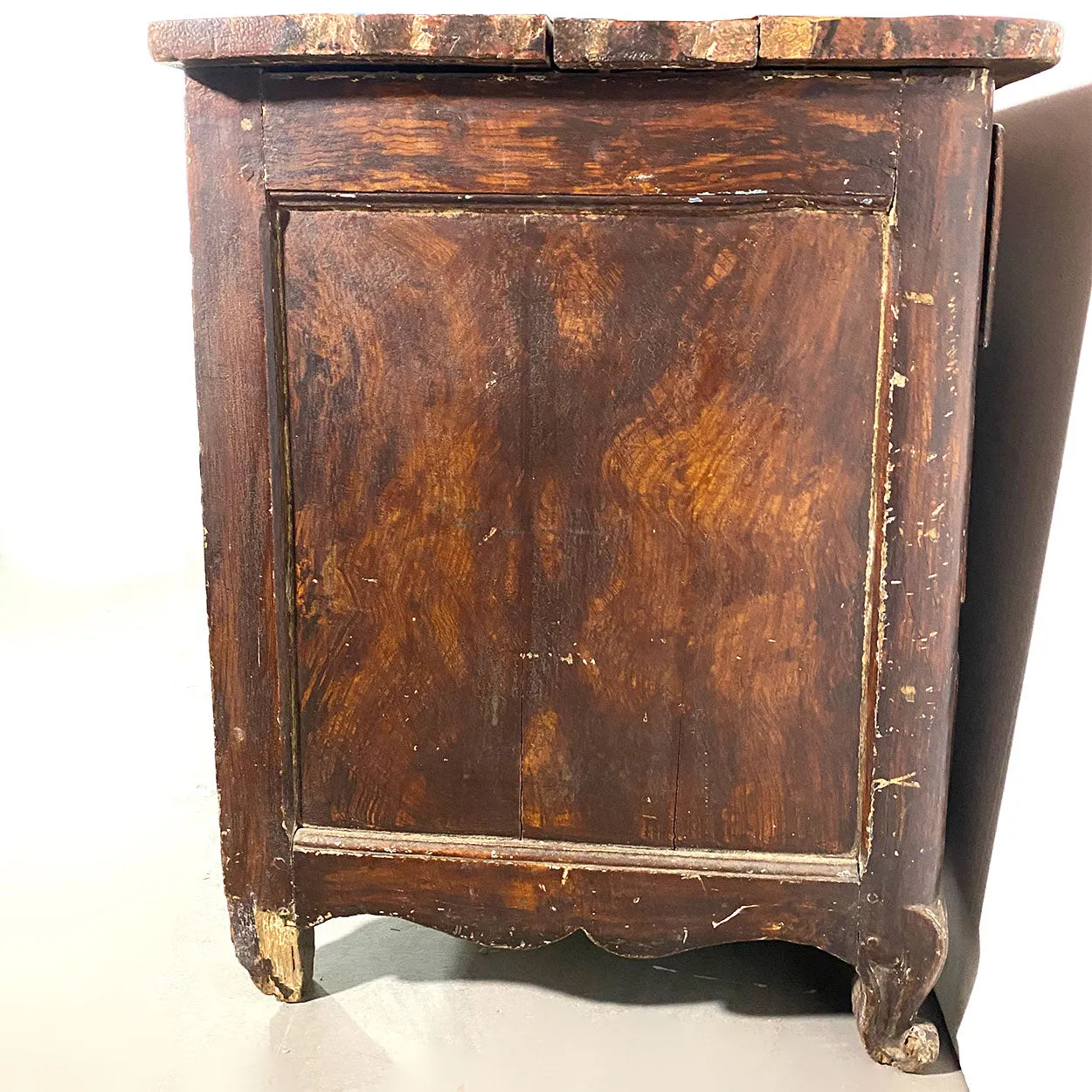 French Louis XV Period Grain Painted Oak Commode