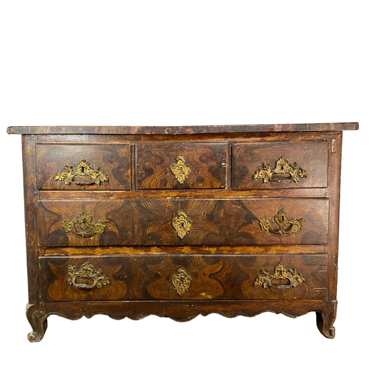 French Louis XV Period Grain Painted Oak Commode