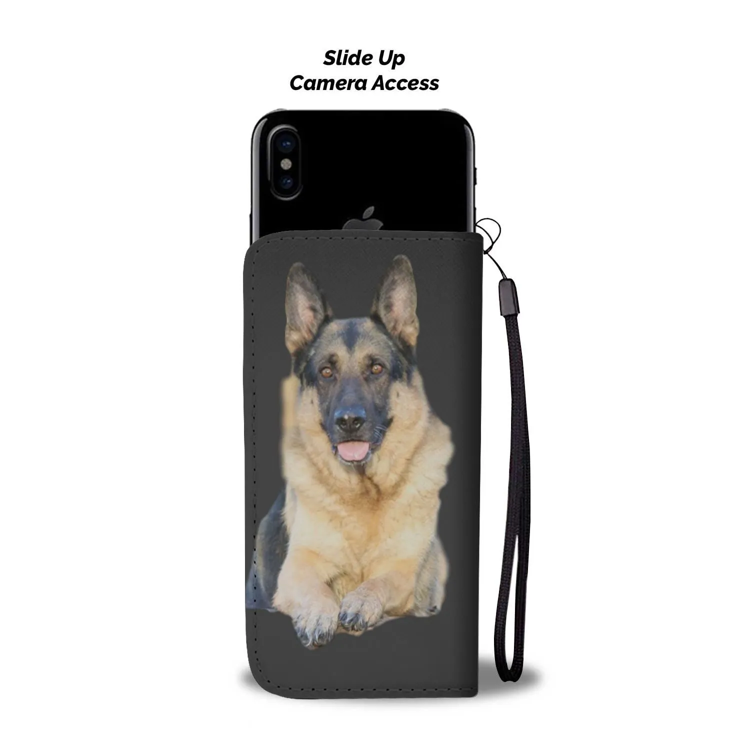 German Shepherd Phone Case Wallet - Black