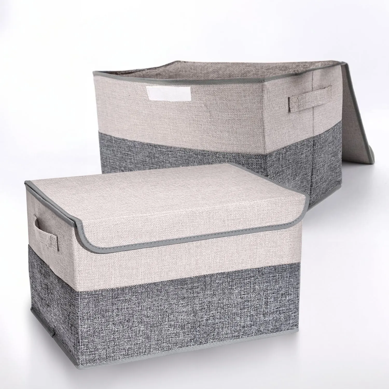 GOMINIMO 2 Pack 29L Foldable Storage Organizers (Gray   Beige)