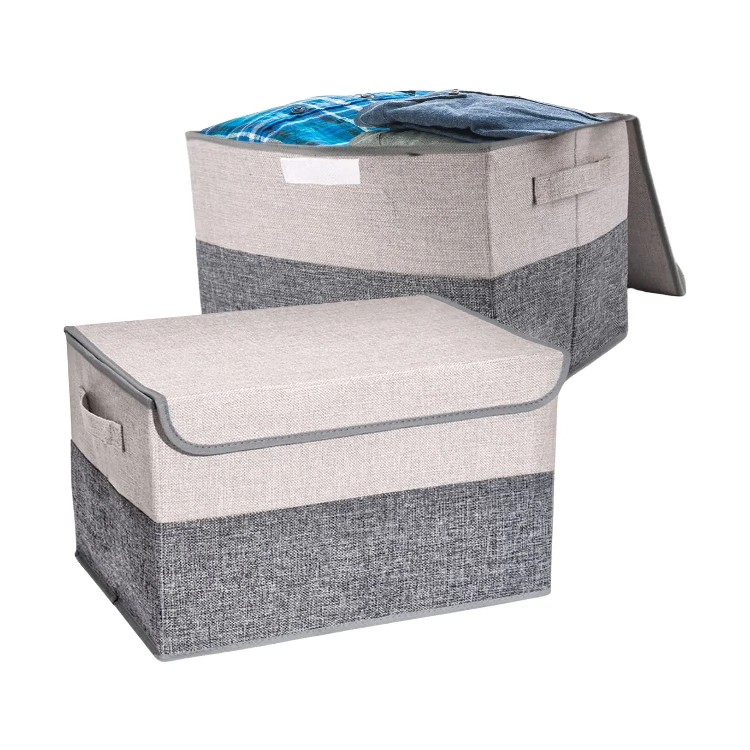 GOMINIMO 2 Pack 29L Foldable Storage Organizers (Gray   Beige)