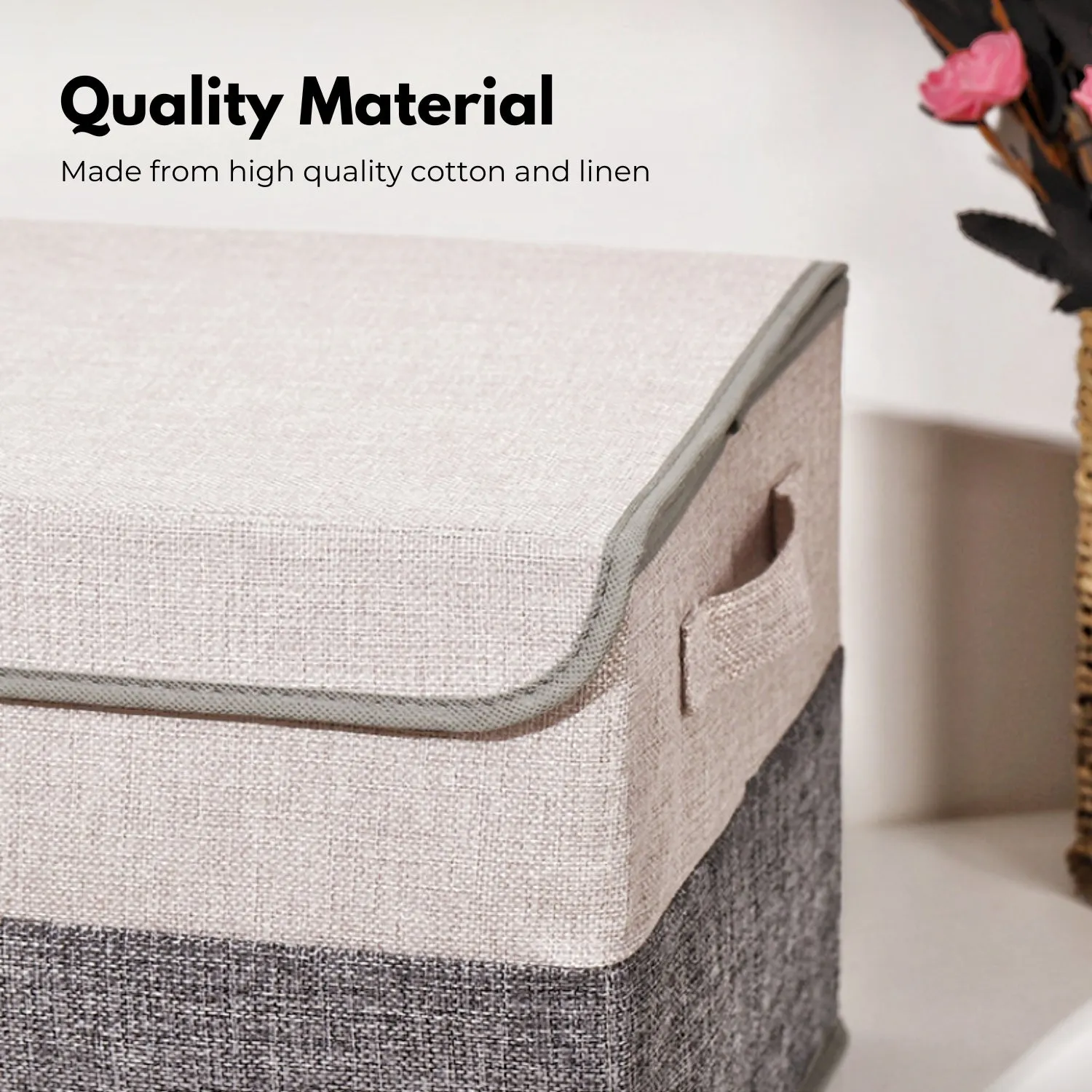 GOMINIMO 2 Pack 29L Foldable Storage Organizers (Gray   Beige)