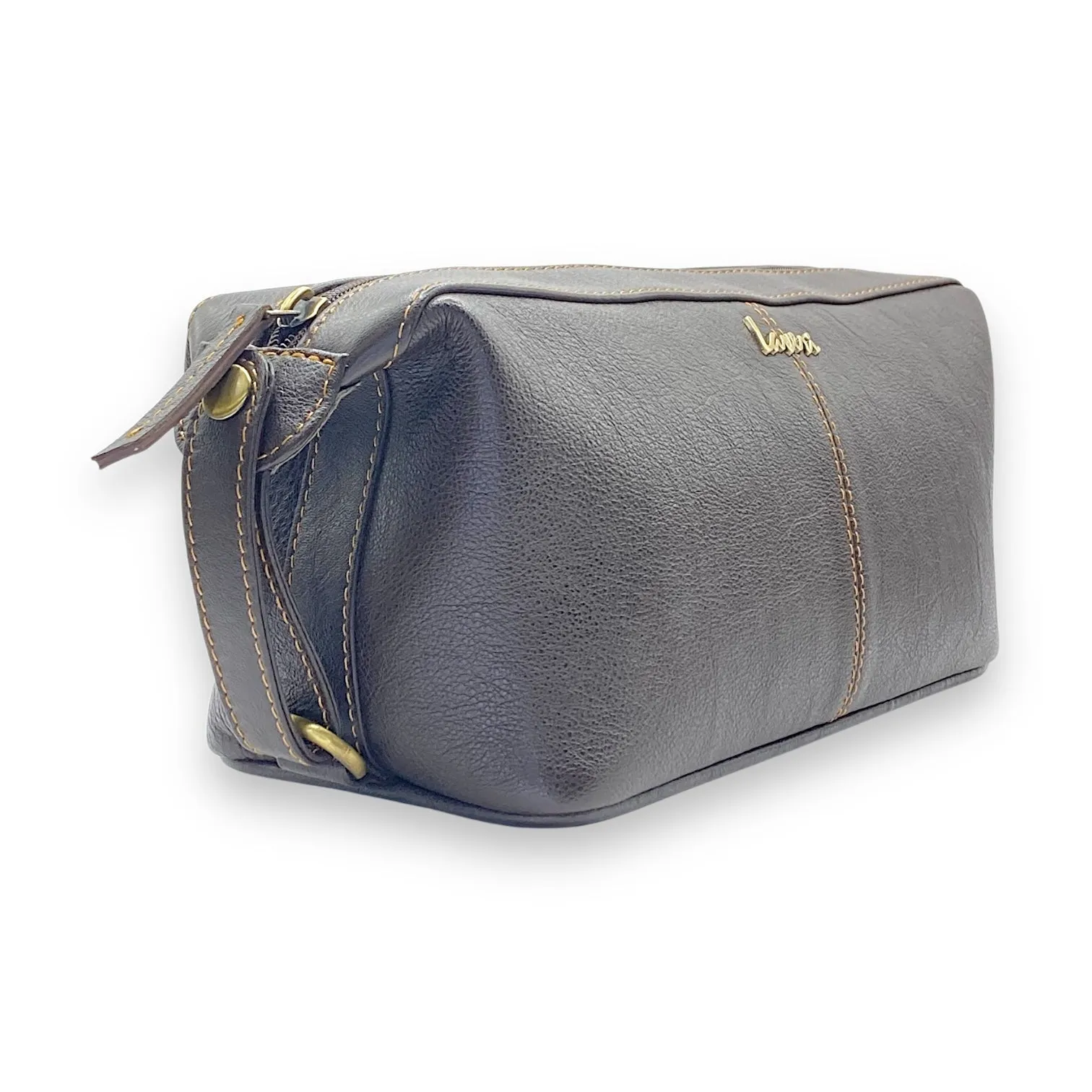 Hand Pouch, Wash Bag, Toiletry, Genuine Leather # 2607N