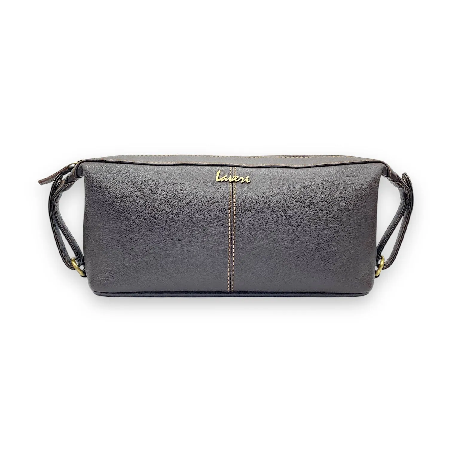 Hand Pouch, Wash Bag, Toiletry, Genuine Leather # 2607N