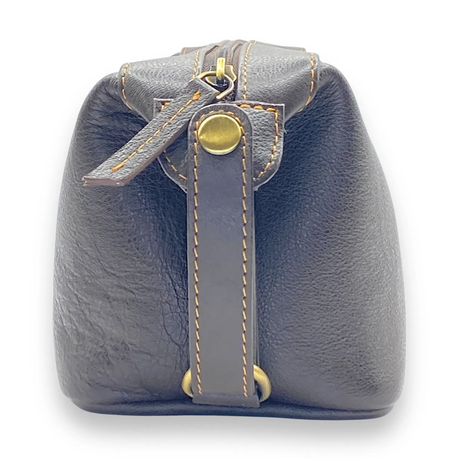 Hand Pouch, Wash Bag, Toiletry, Genuine Leather # 2607N