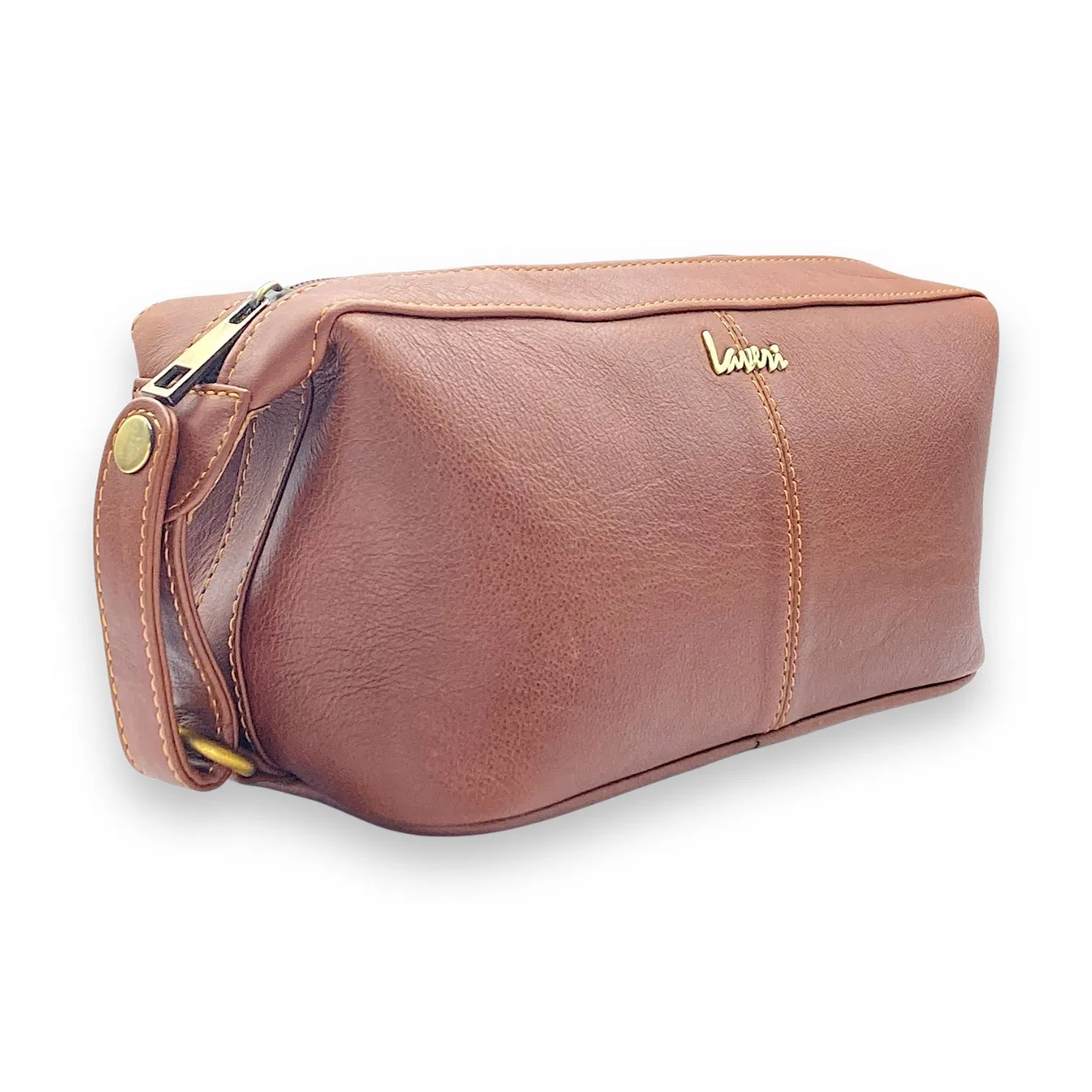 Hand Pouch, Wash Bag, Toiletry, Genuine Leather # 2607N