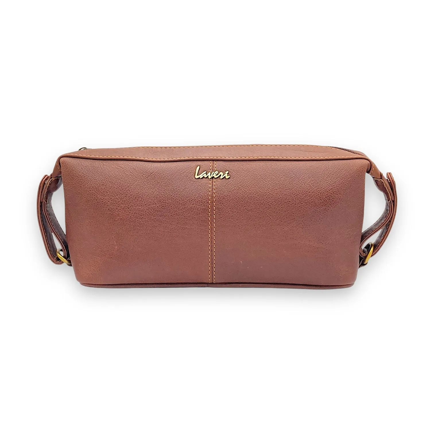 Hand Pouch, Wash Bag, Toiletry, Genuine Leather # 2607N