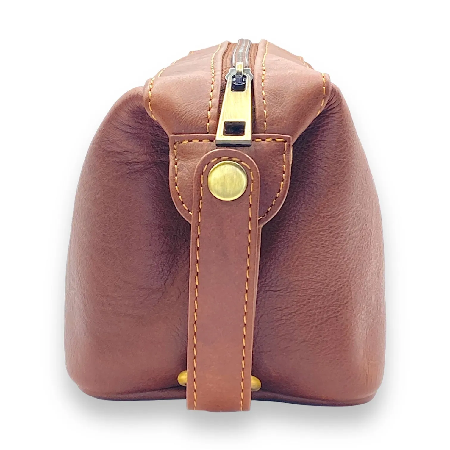 Hand Pouch, Wash Bag, Toiletry, Genuine Leather # 2607N