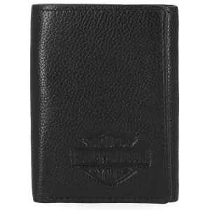 Harley-Davidson Men's Classic Bar & Shield Logo Genuine Pebble Leather Tri-Fold Wallet