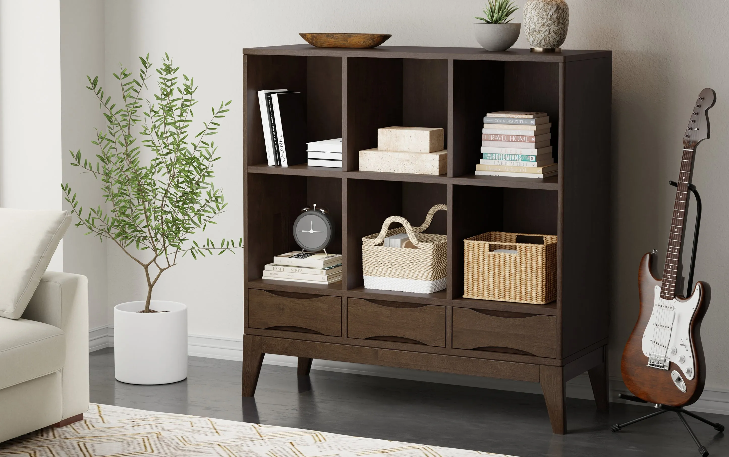 Harper Low 6 Cube Storage with Drawers