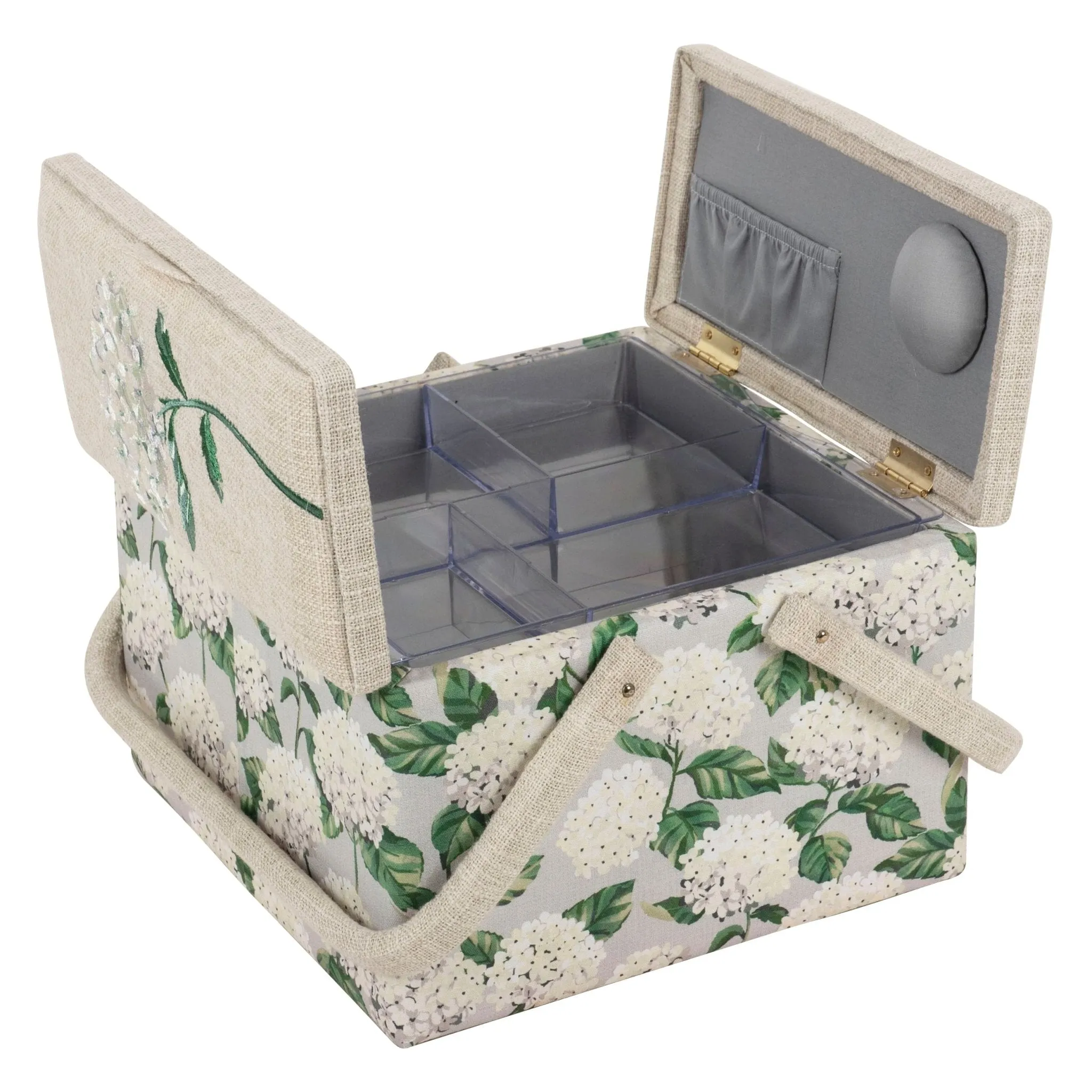 Hobby Gift | Large Twin Lid Sewing Box | Hydrangea
