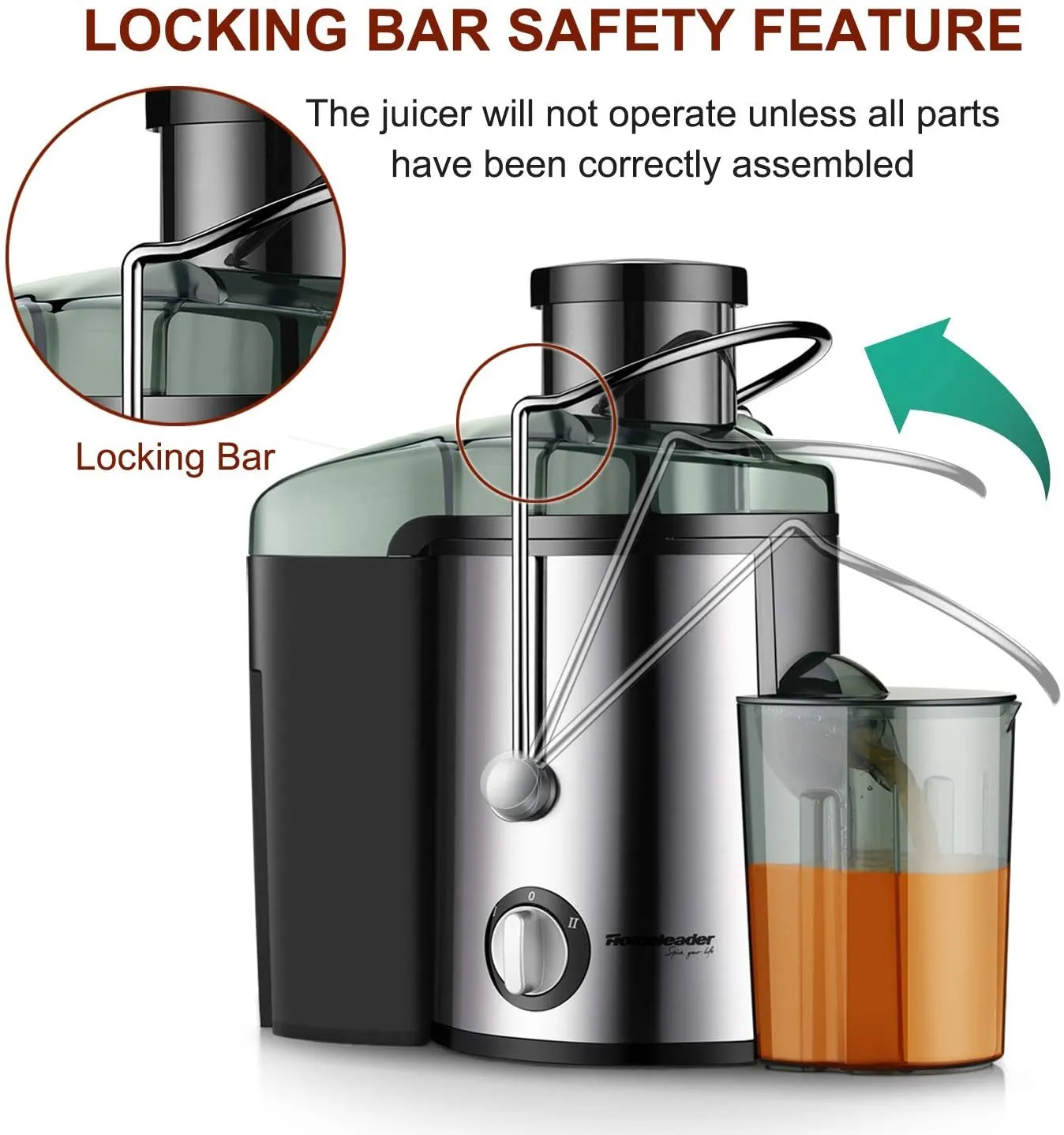 Homeleader Stainless Steel Juicer