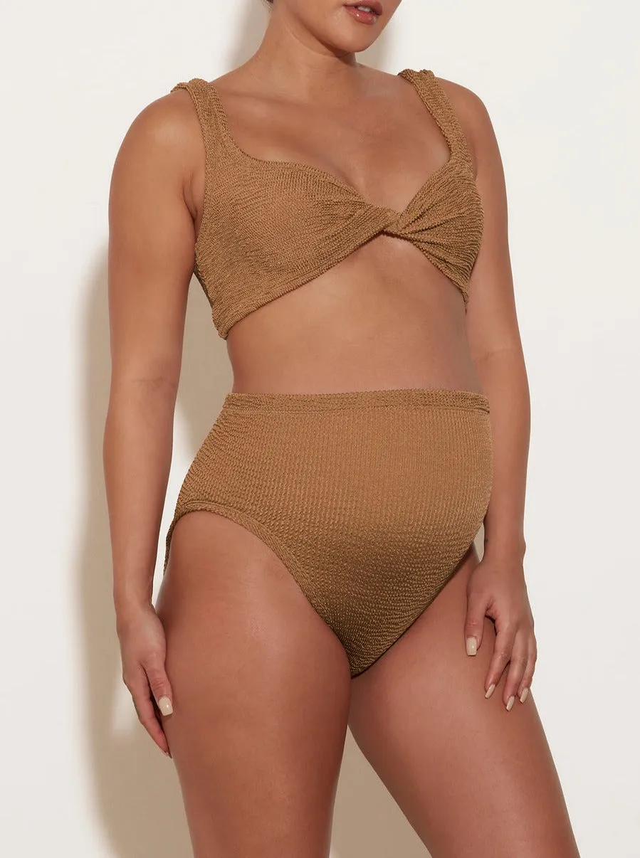 Hunza G: Jamie Twist Front Bikini Set - Metallic Cocoa