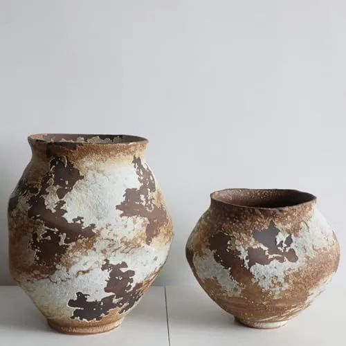 ILSMYSUTRA Ceramic Jar Craft Rustic Traditional Pot for Desktop Living Room Dining Room Large| Vases