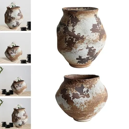 ILSMYSUTRA Ceramic Jar Craft Rustic Traditional Pot for Desktop Living Room Dining Room Large| Vases