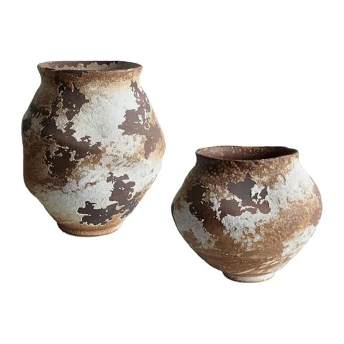 ILSMYSUTRA Ceramic Jar Craft Rustic Traditional Pot for Desktop Living Room Dining Room Large| Vases