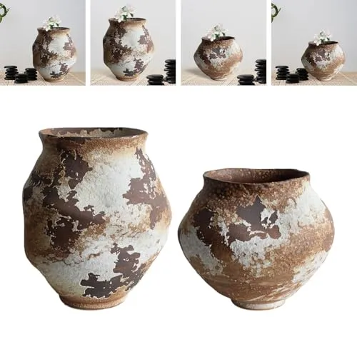 ILSMYSUTRA Ceramic Jar Craft Rustic Traditional Pot for Desktop Living Room Dining Room Large| Vases