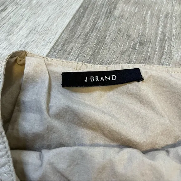 J BRAND Tan Linen Blend Skirt with Gold Metallic Thread Pleated Knee Length 6-8