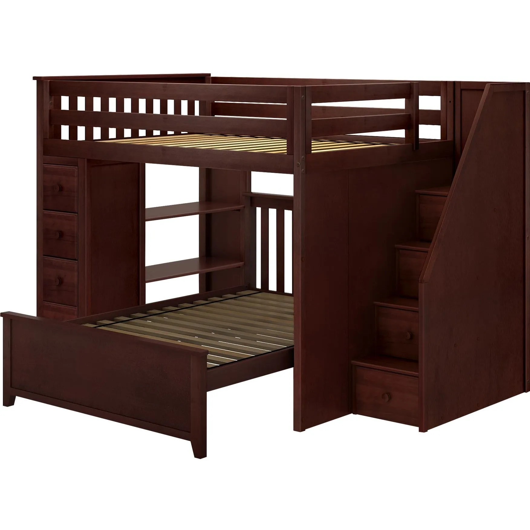 Jackpot Deluxe Cheltenham Full Over Full L-Shape Bunk with Staircase   Storage