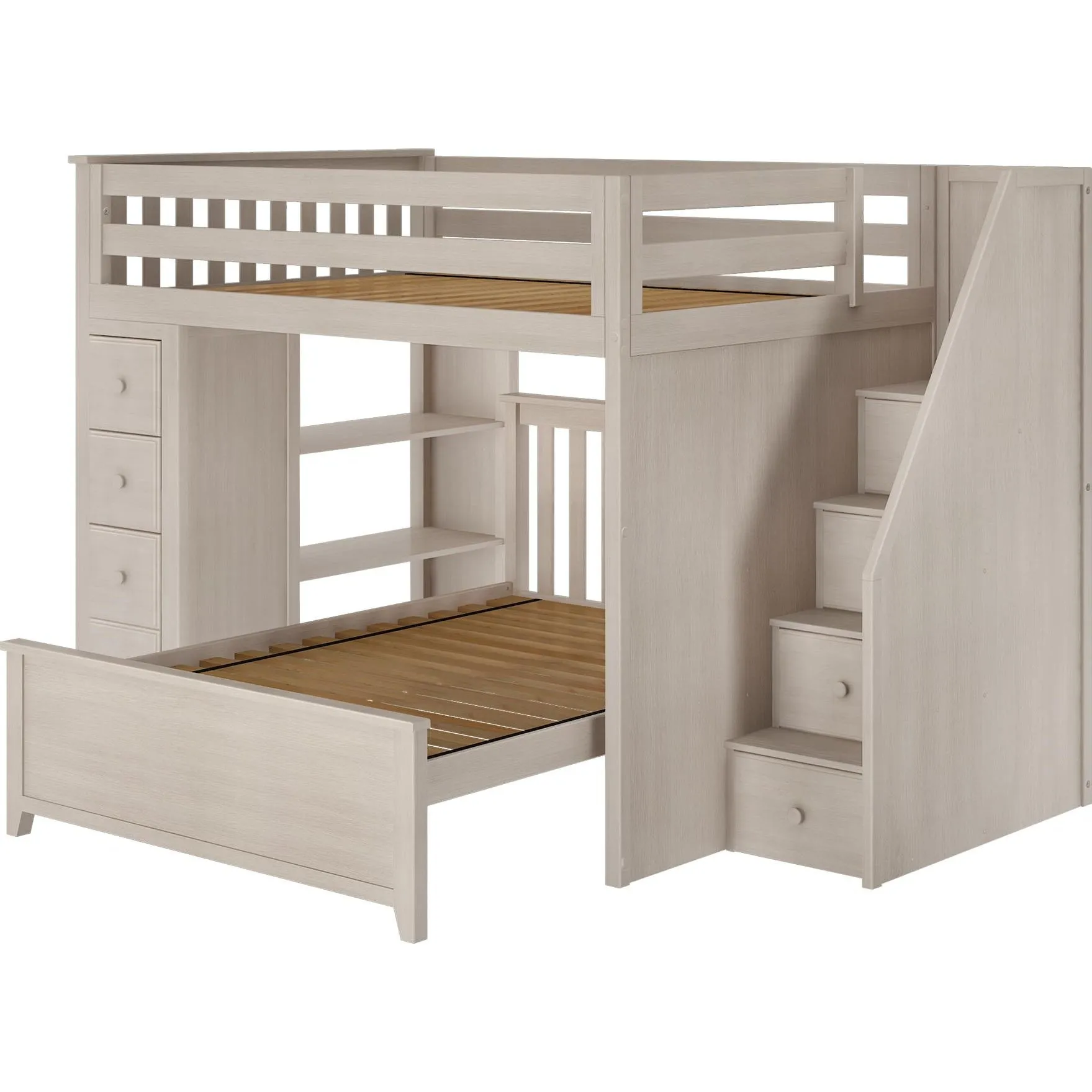Jackpot Deluxe Cheltenham Full Over Full L-Shape Bunk with Staircase   Storage
