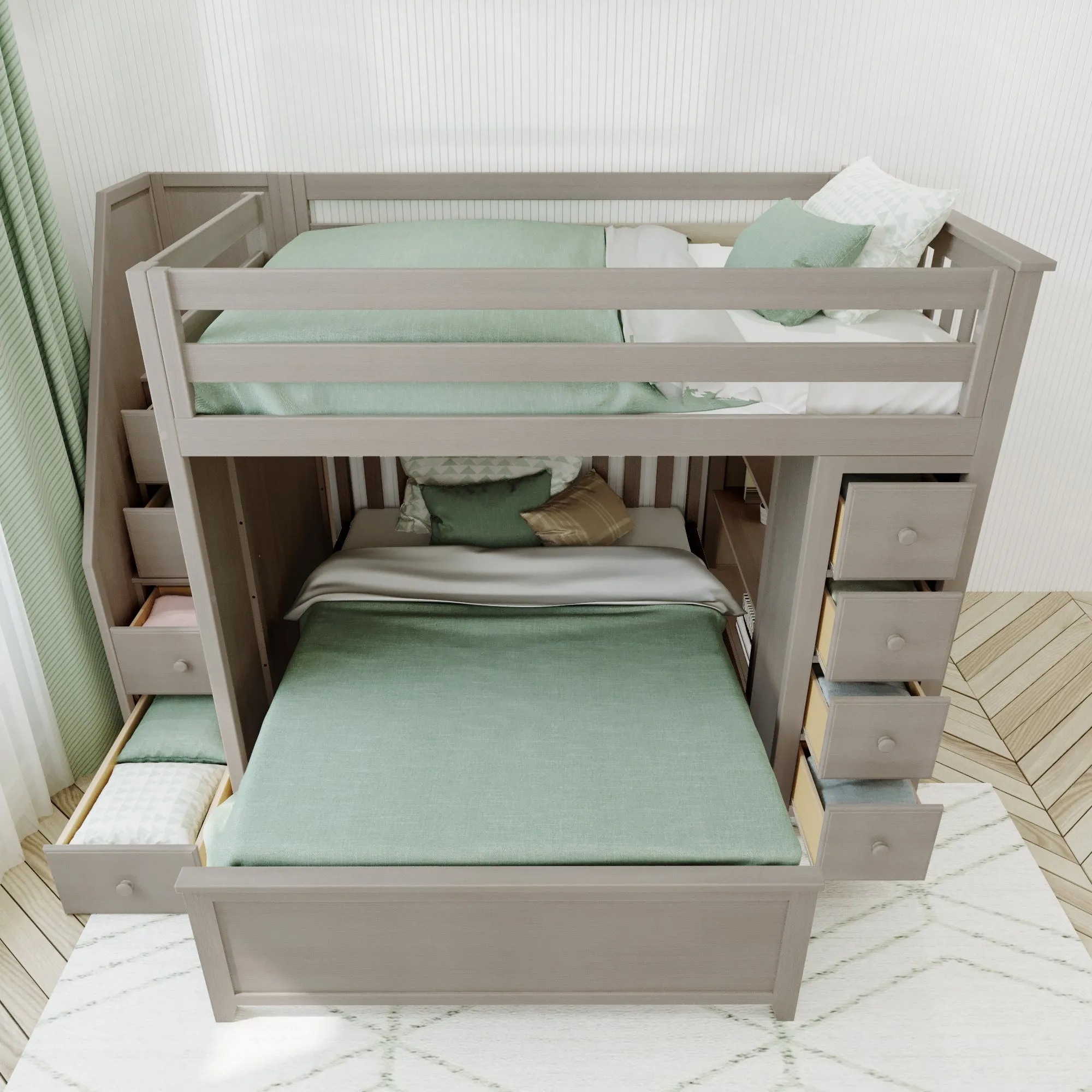 Jackpot Deluxe Cheltenham Full Over Full L-Shape Bunk with Staircase   Storage