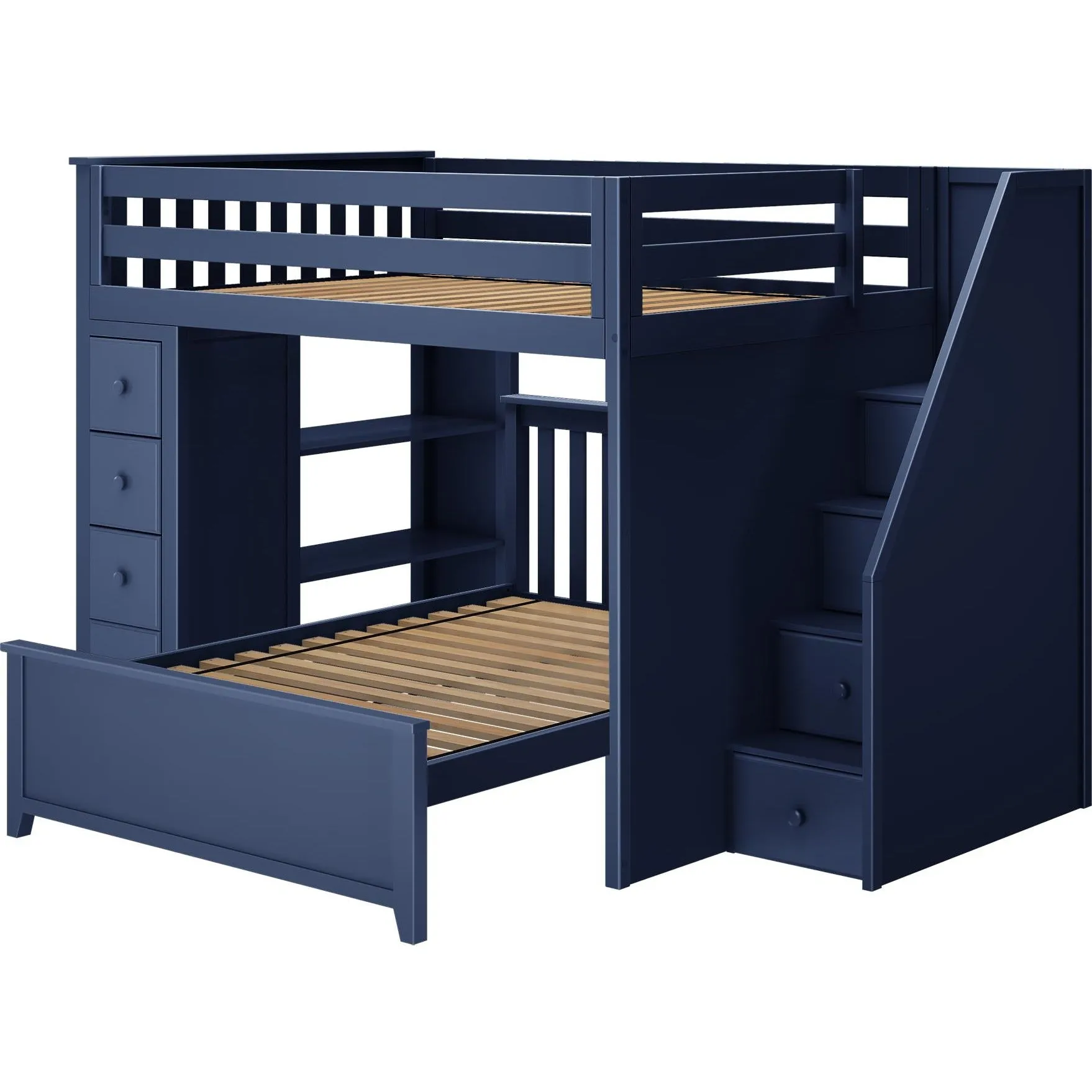 Jackpot Deluxe Cheltenham Full Over Full L-Shape Bunk with Staircase   Storage