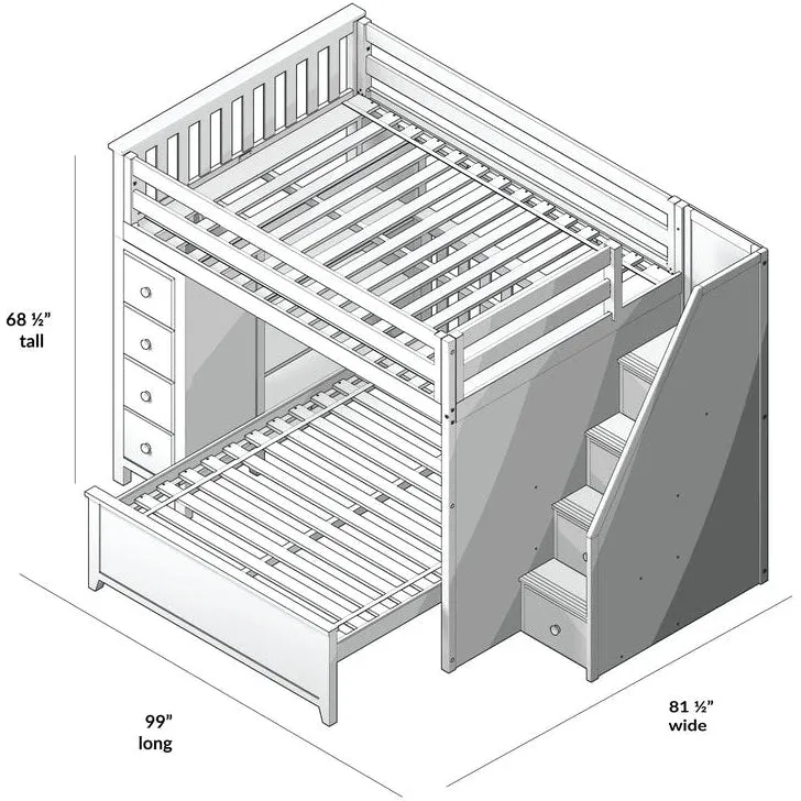 Jackpot Deluxe Cheltenham Full Over Full L-Shape Bunk with Staircase   Storage