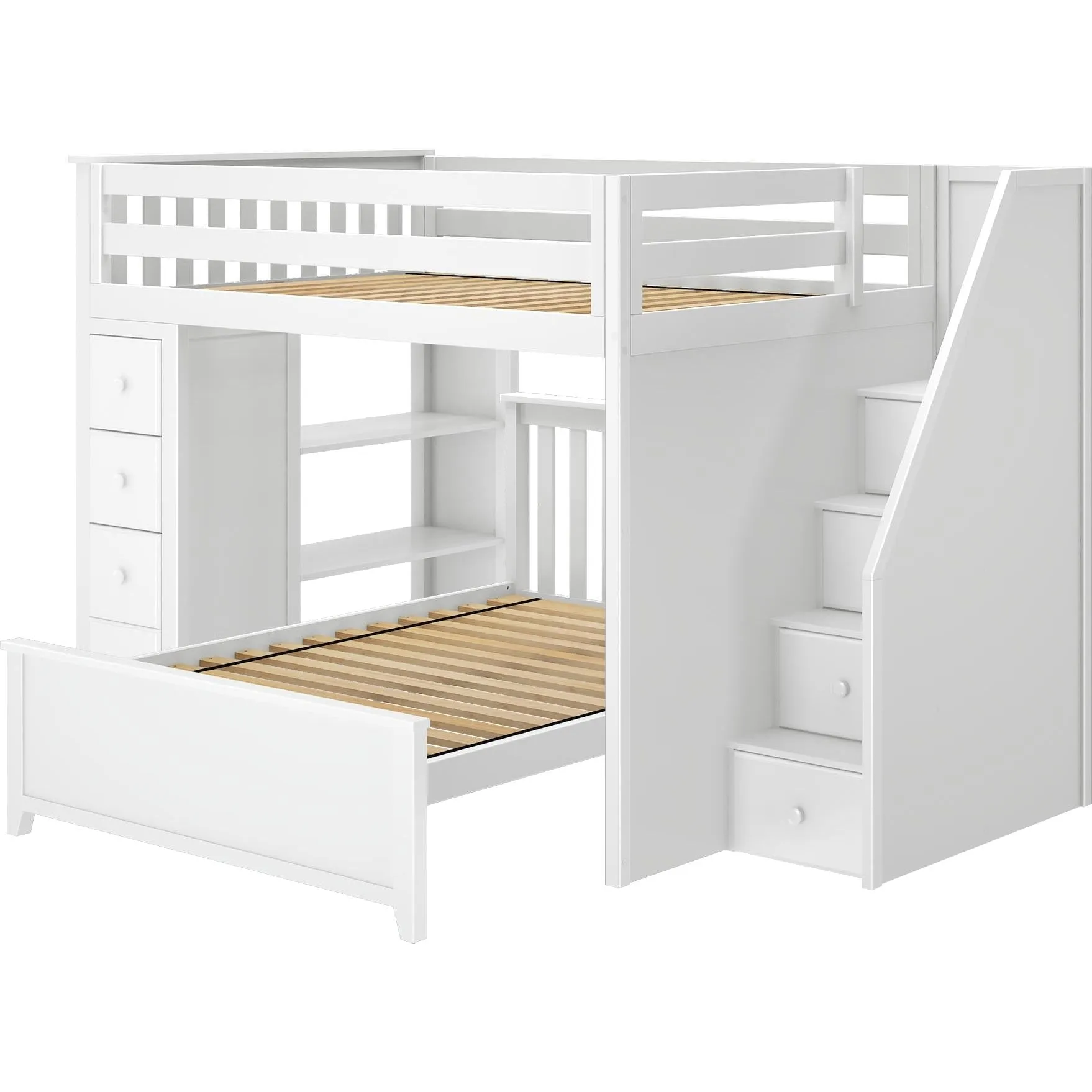 Jackpot Deluxe Cheltenham Full Over Full L-Shape Bunk with Staircase   Storage