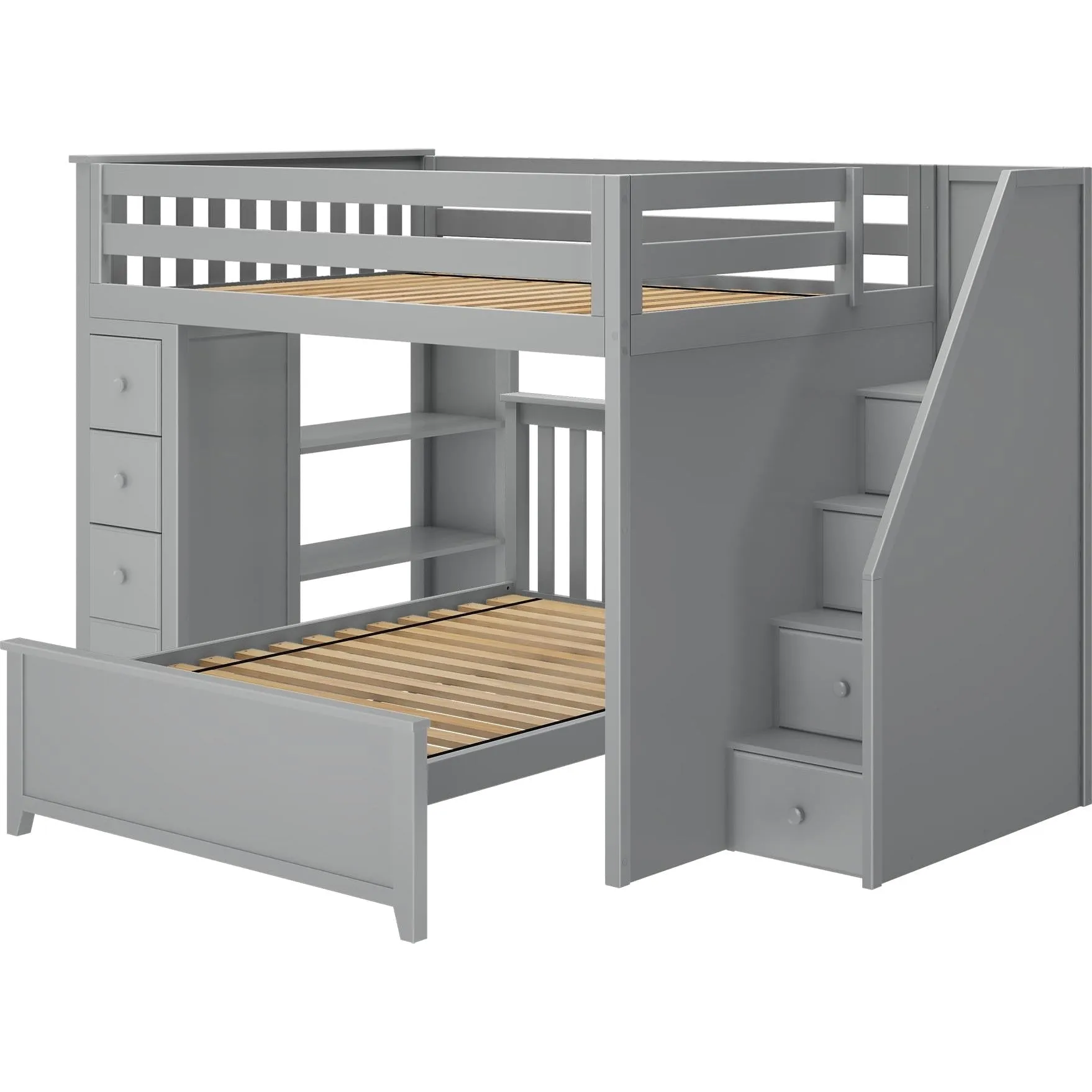 Jackpot Deluxe Cheltenham Full Over Full L-Shape Bunk with Staircase   Storage
