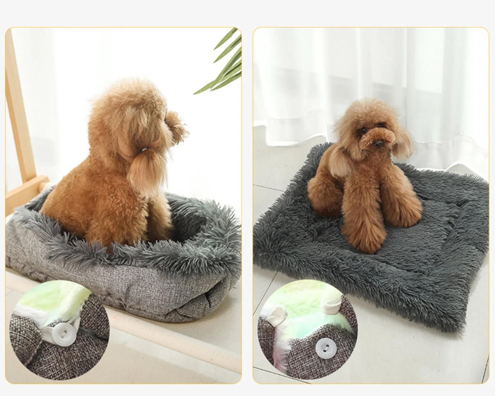 JiaDuo Dog Bed Dual-Purpose Cat Bed Pad Dog Mat for Large Medium Small Dogs Soft Puppy Sofa Self Warming Winter Indoor Outdoor