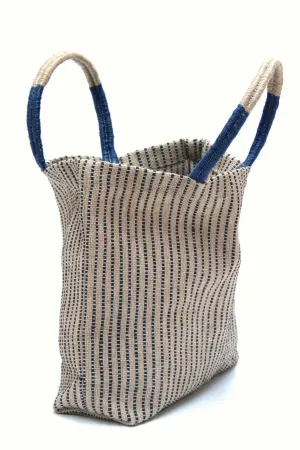 Jute Shopper: Indigo   Tan