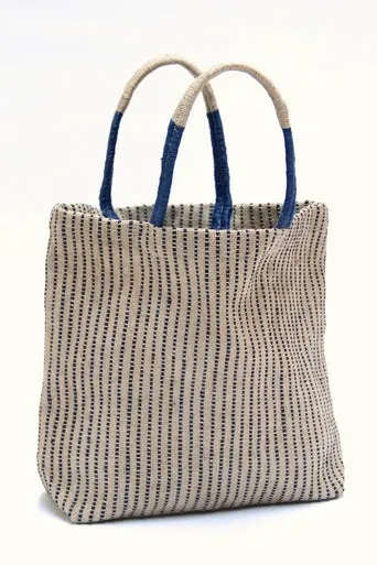 Jute Shopper: Indigo   Tan