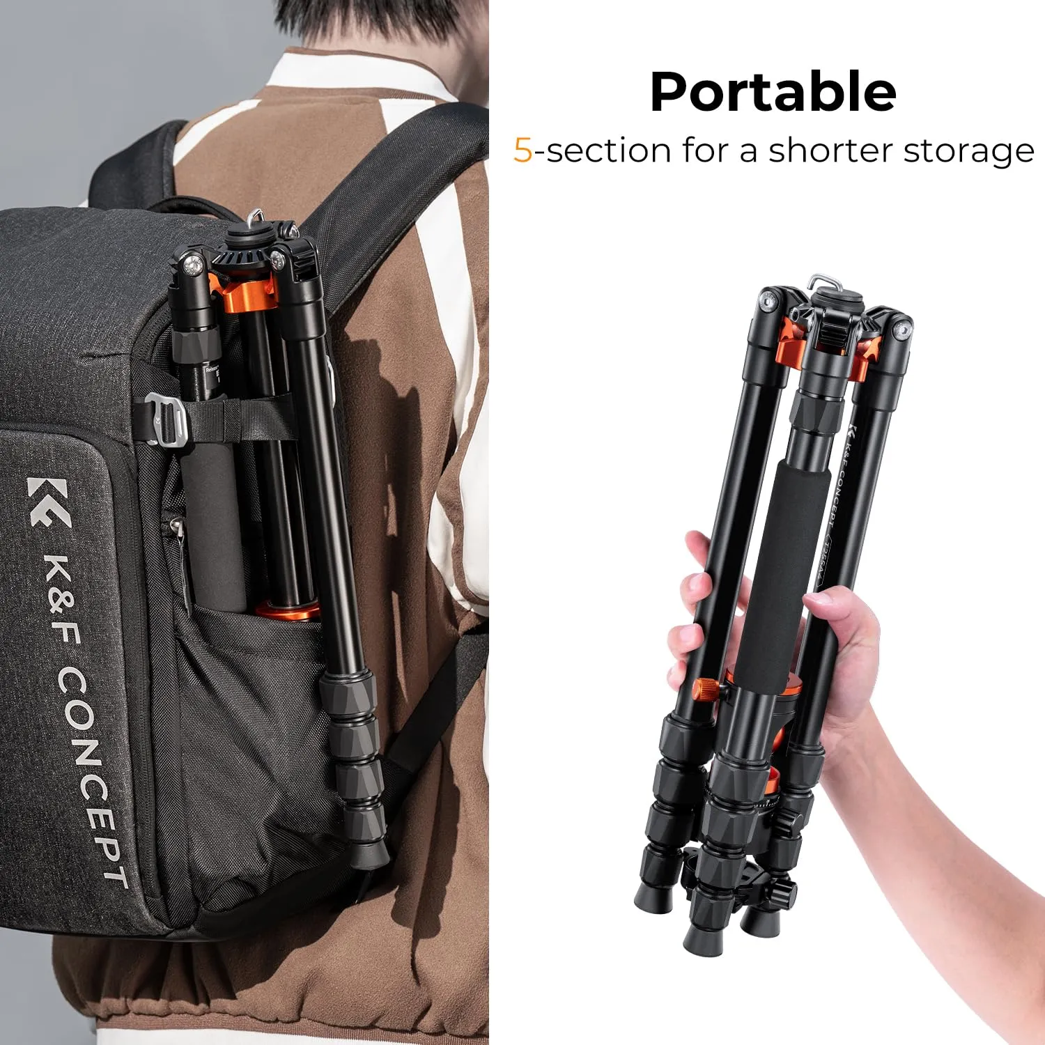 K&F Concept 67 inch Camera Tripod Horizontal Aluminum Tripods Portable Monopod with 360 Degree Ball Head Quick Release Plate for DSLR Cameras T255A4 BH-28L (TM2515T1)