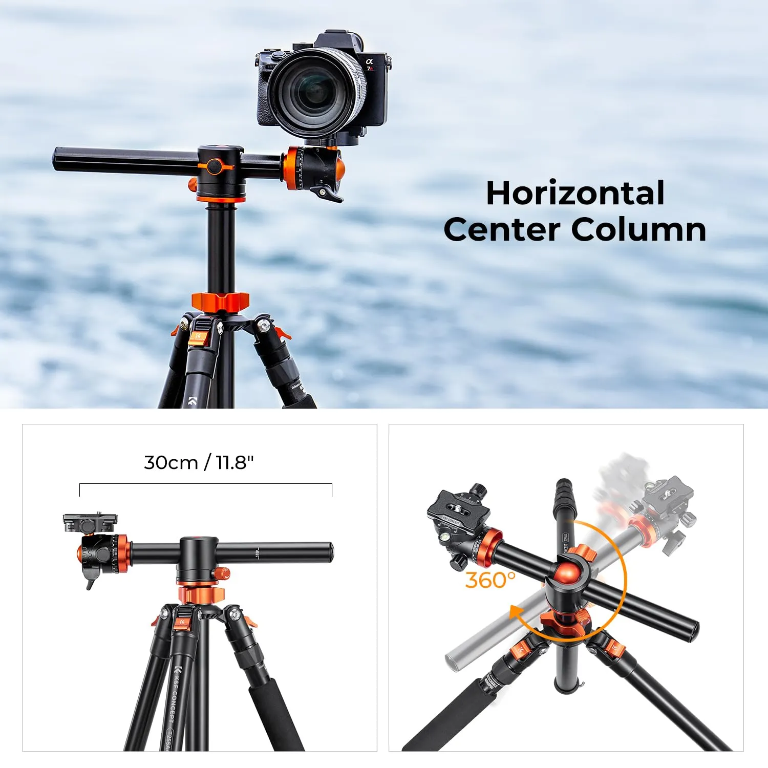 K&F Concept 67 inch Camera Tripod Horizontal Aluminum Tripods Portable Monopod with 360 Degree Ball Head Quick Release Plate for DSLR Cameras T255A4 BH-28L (TM2515T1)