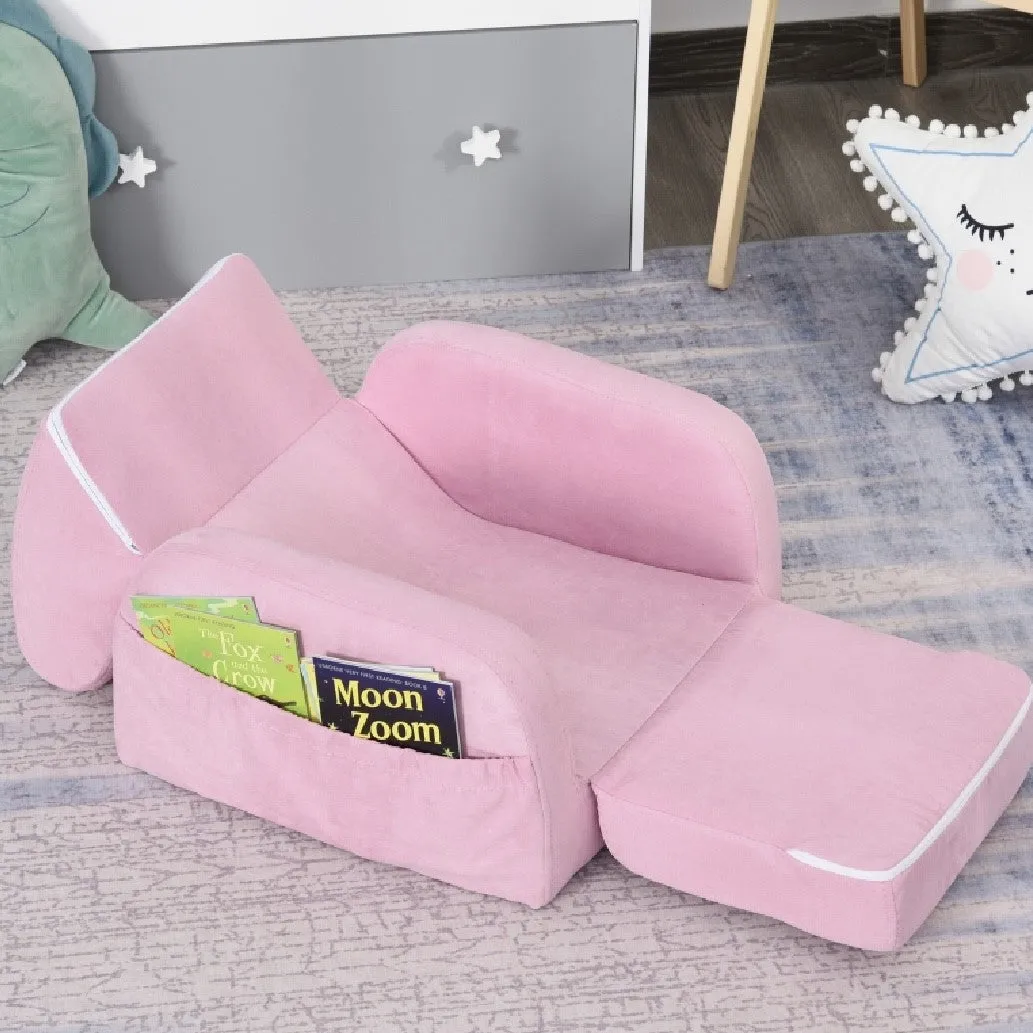 Kids 3-in-1 Super Soft Armchair, Lounger and Sofa Bed | Pink | 3-5 Years