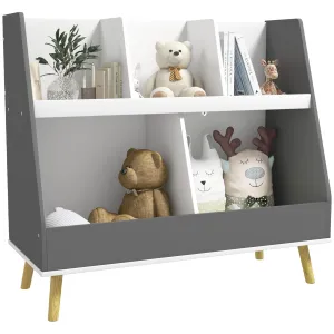 Kids Bookcase Toy Shelf 2 Tier Toddlers Storage with 5 Compartments