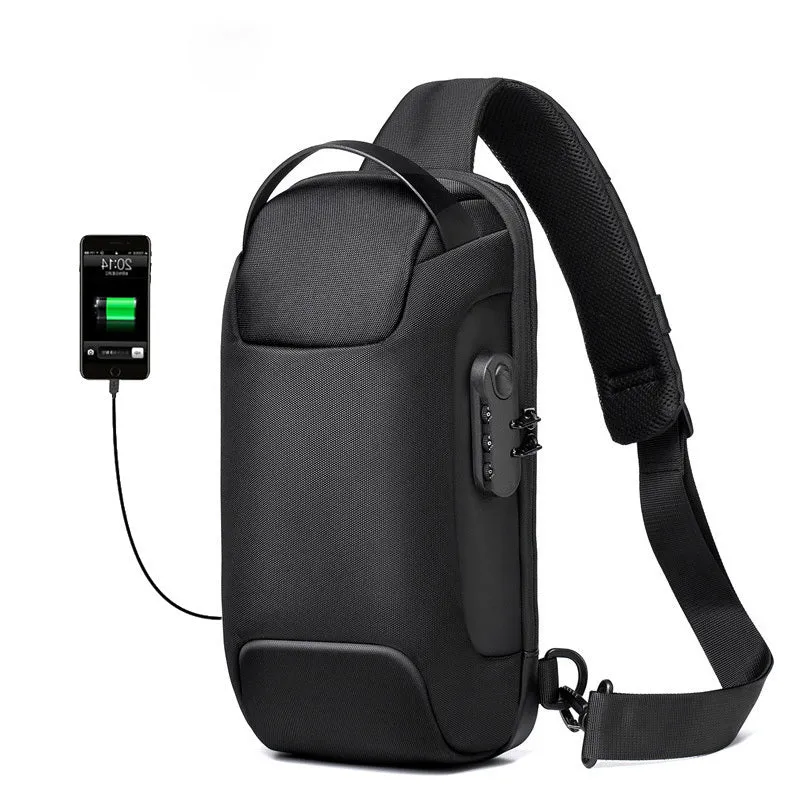 kkboxly  Waterproof Male Crossbody Anti-Theft Short Travel Messenger Chest Sling Fashion Shoulder Bag