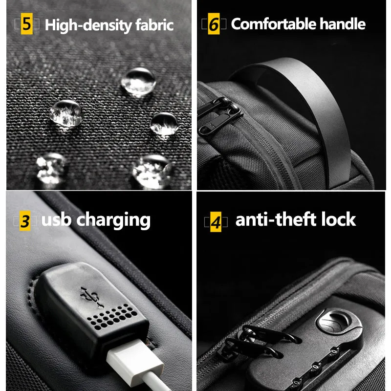 kkboxly  Waterproof Male Crossbody Anti-Theft Short Travel Messenger Chest Sling Fashion Shoulder Bag