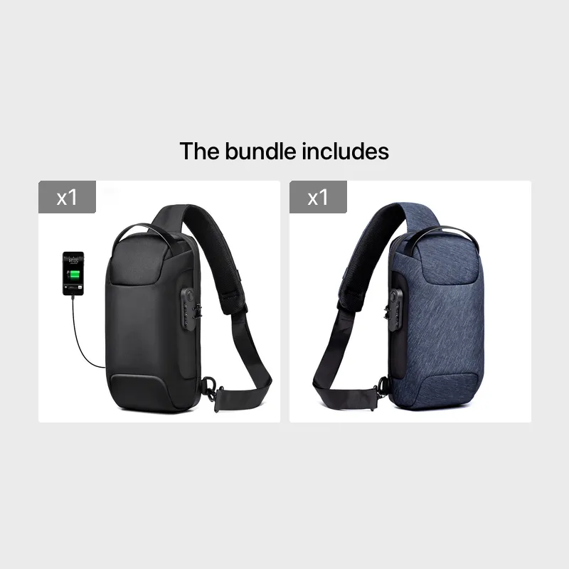 kkboxly  Waterproof Male Crossbody Anti-Theft Short Travel Messenger Chest Sling Fashion Shoulder Bag