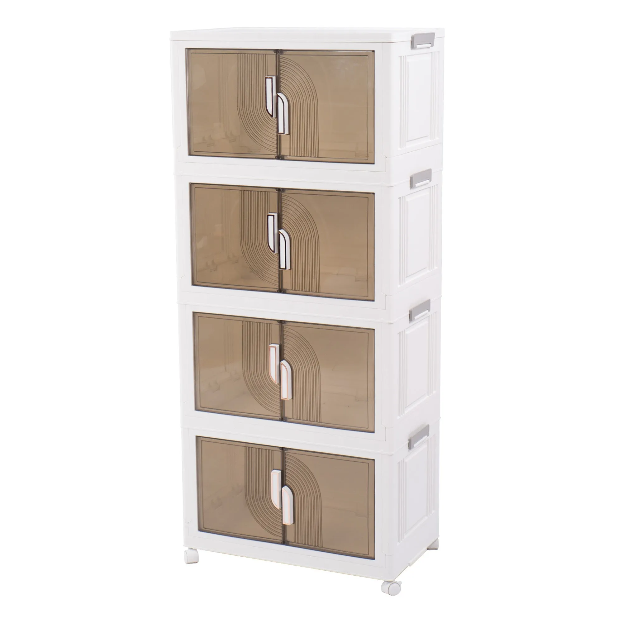 Kozyard 3 or 4 Packs Foldable Storage Bins with Lids, Stackable Storage Bins with Doors and Wheels, Magnetic Dual-Opening Doors, Storage Containers for Bedroom, Living Room, Closet, Laundry, Toy (2 options)