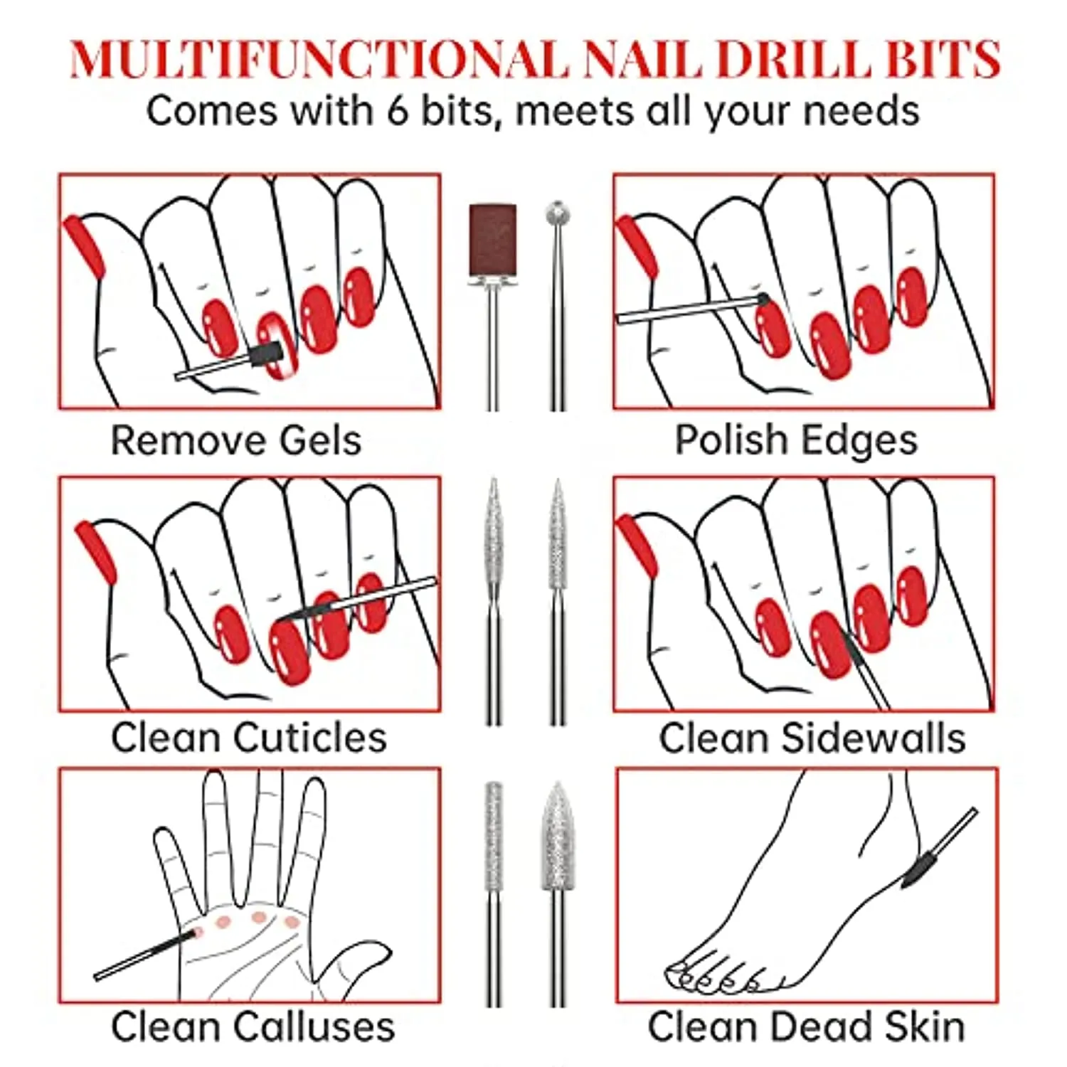 Kredioo Nail Drill Machine Professional, 30000RPM Electric File for Acrylic Nails Manicure Kit, with 6 Drill Bits 56 Sanding Bands LED Screen Easy Set-Pink