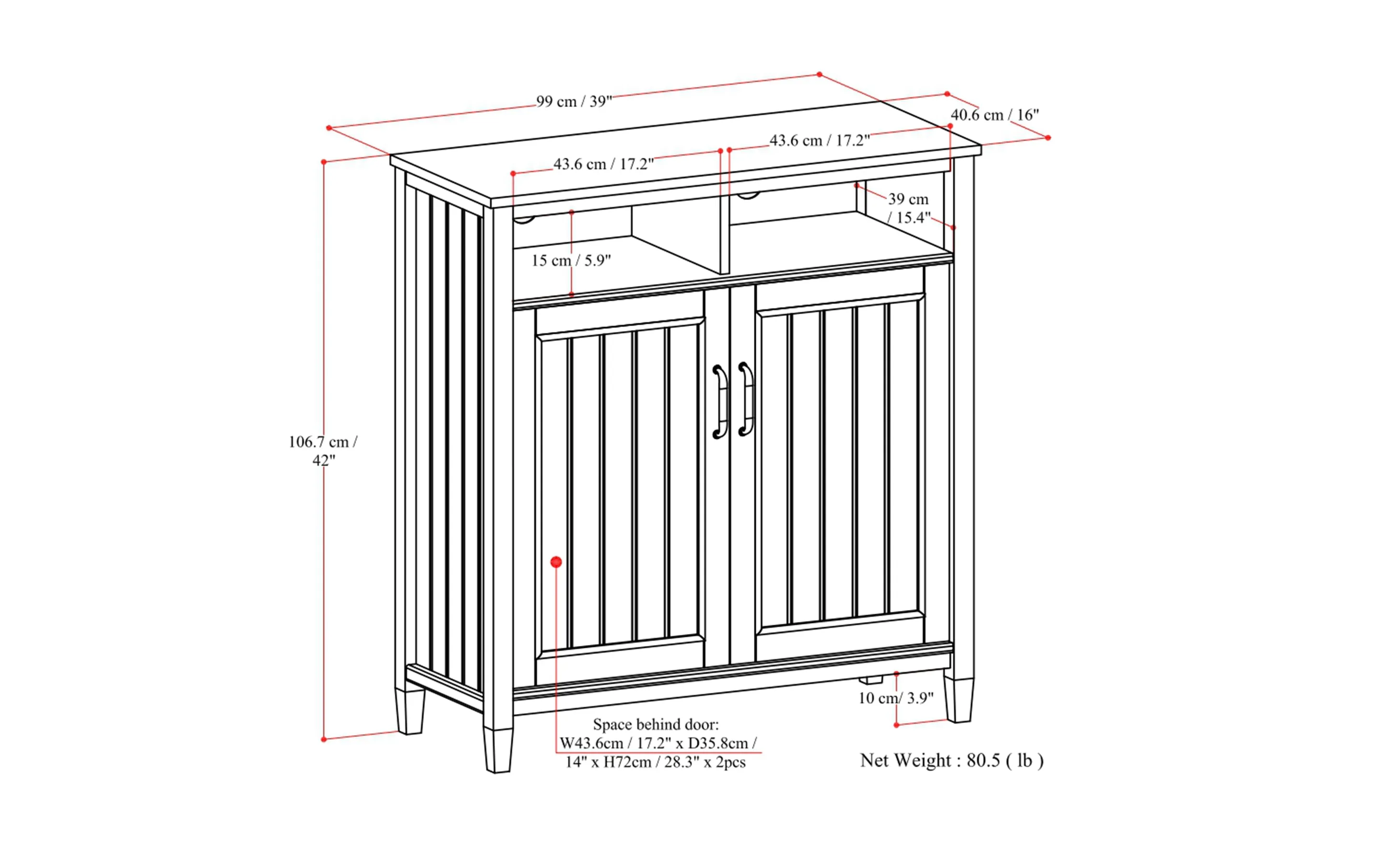 Lev 39 inch Storage Cabinet (Set of 2)