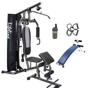 Lifeline Home Gym Equipment Deluxe 005 For Workout At Home Bundles With Resistance Band, Shaker Bottle and Fitness Curve Bench 5501A || Available on EMI