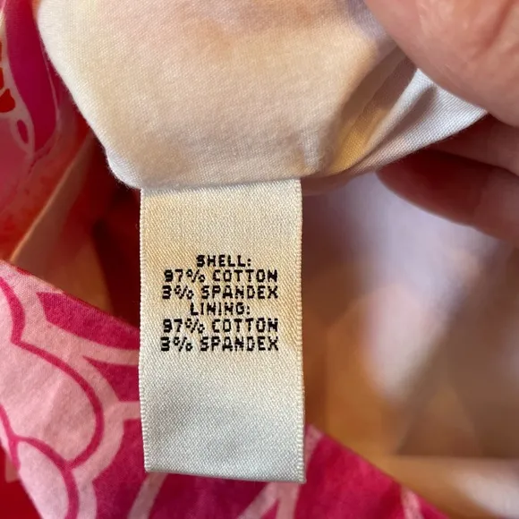 Lilly Pulitzer Pink Orange Cotton Blend Floral Patchwork Lined Skirt Size 12