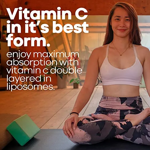 Liposomal Vitamina C Cápsulas de 1500 mg de apoyo inmunológico y sistema inmunológico para la salud, alta absorción de vitamina C y suplemento de colágeno - 120 cápsulas veganas sin OMG, fabricado en los Estados Unidos
