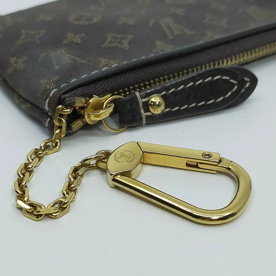 Louis Vuitton Brown Monogram Mini Lin Key Pouch Pochette Cles I863511