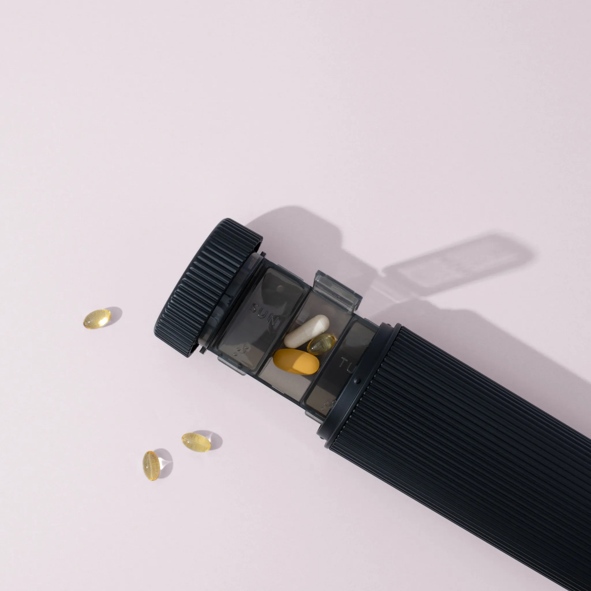 Lucia Gray Stylish Pill Box - Matt Black