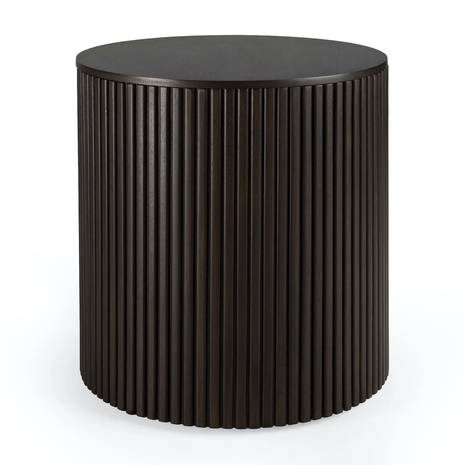 Mahogany Roller Max Dark Brown Round Side Table - Varnished