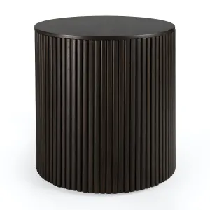 Mahogany Roller Max Dark Brown Round Side Table - Varnished