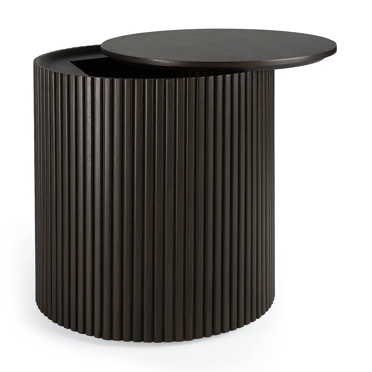 Mahogany Roller Max Dark Brown Round Side Table - Varnished